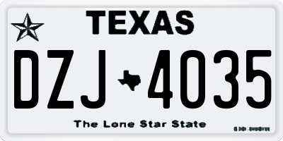 TX license plate DZJ4035