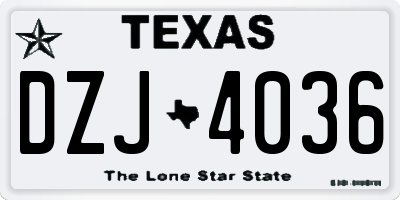 TX license plate DZJ4036