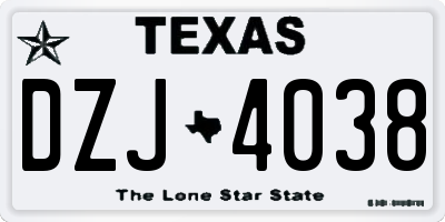 TX license plate DZJ4038
