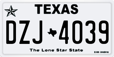 TX license plate DZJ4039