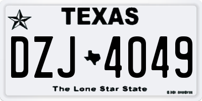 TX license plate DZJ4049