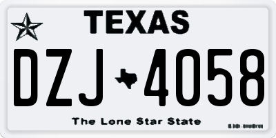 TX license plate DZJ4058