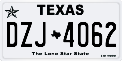 TX license plate DZJ4062