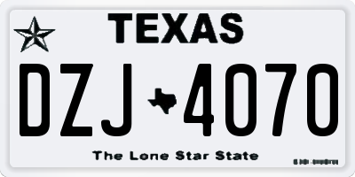 TX license plate DZJ4070