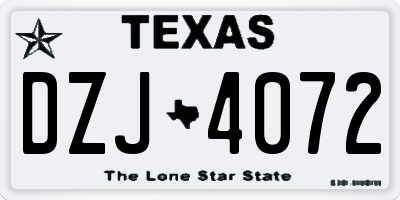 TX license plate DZJ4072