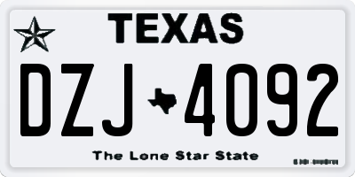 TX license plate DZJ4092