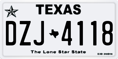 TX license plate DZJ4118