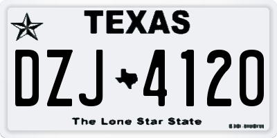 TX license plate DZJ4120