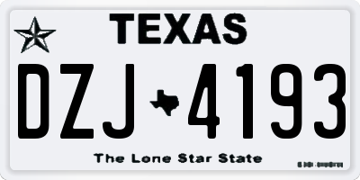 TX license plate DZJ4193