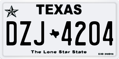 TX license plate DZJ4204