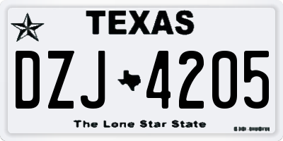 TX license plate DZJ4205