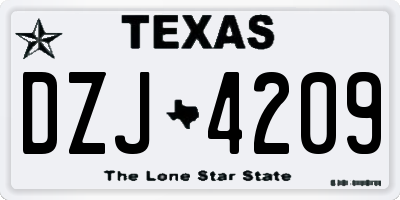 TX license plate DZJ4209