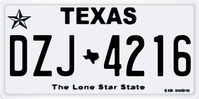 TX license plate DZJ4216