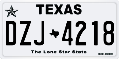 TX license plate DZJ4218