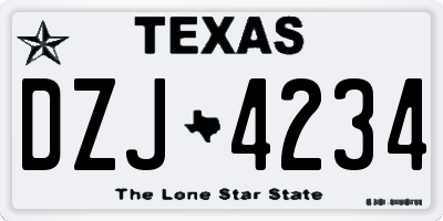 TX license plate DZJ4234