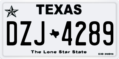 TX license plate DZJ4289