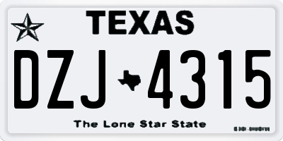 TX license plate DZJ4315