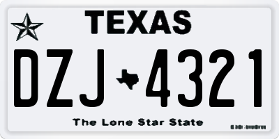 TX license plate DZJ4321