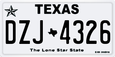 TX license plate DZJ4326
