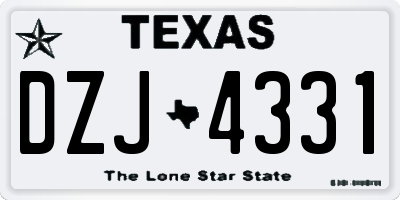 TX license plate DZJ4331