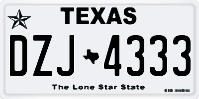 TX license plate DZJ4333