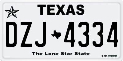 TX license plate DZJ4334