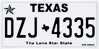 TX license plate DZJ4335