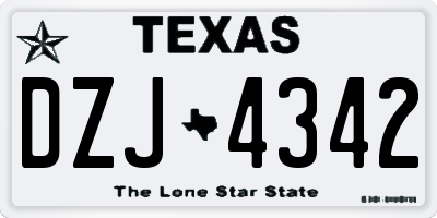 TX license plate DZJ4342