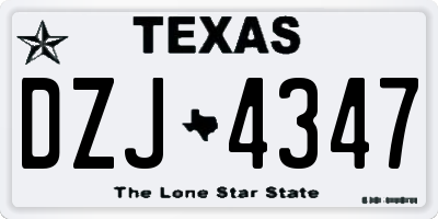 TX license plate DZJ4347