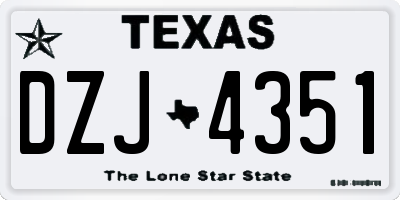 TX license plate DZJ4351