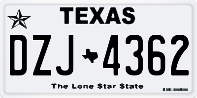 TX license plate DZJ4362