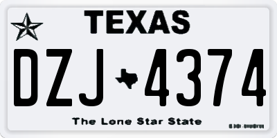 TX license plate DZJ4374