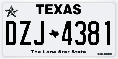 TX license plate DZJ4381