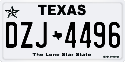 TX license plate DZJ4496
