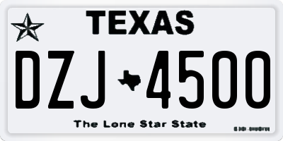 TX license plate DZJ4500