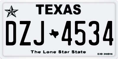 TX license plate DZJ4534