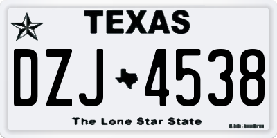 TX license plate DZJ4538