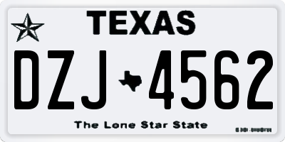 TX license plate DZJ4562