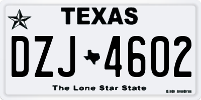 TX license plate DZJ4602