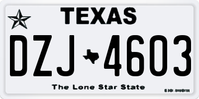 TX license plate DZJ4603