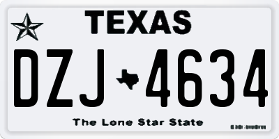 TX license plate DZJ4634