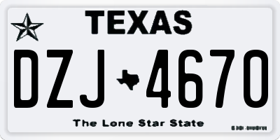 TX license plate DZJ4670
