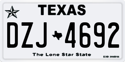 TX license plate DZJ4692