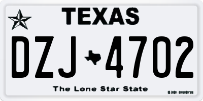 TX license plate DZJ4702