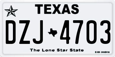 TX license plate DZJ4703