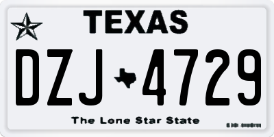 TX license plate DZJ4729