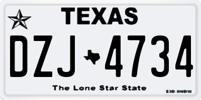 TX license plate DZJ4734