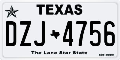 TX license plate DZJ4756