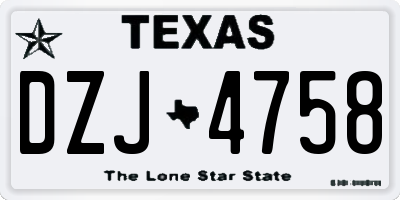 TX license plate DZJ4758