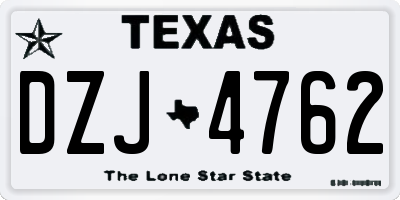 TX license plate DZJ4762